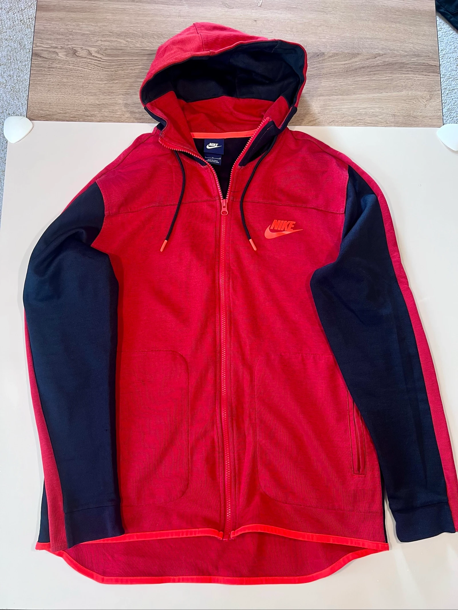 Veste à capuche zippée Nike Tech Fleece / Windrunner rouge et noir - Taille L